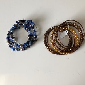 2  beaded wire brackets w fresh water pearls